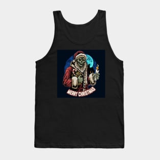 christmas-santa-claus-skull-zombie-holding-candle-midnight Tank Top